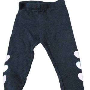 Carters Pull On Sweatpants Infant Girls Size 6M Black Pink Hearts Jogger Bottoms